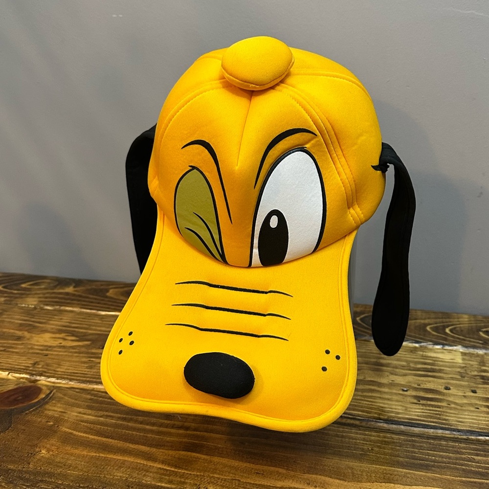 Pluto Walt Disney Parks World Pluto Long Bill Hat Wink Hang Ears Yellow Costume - Picture 1 of 6